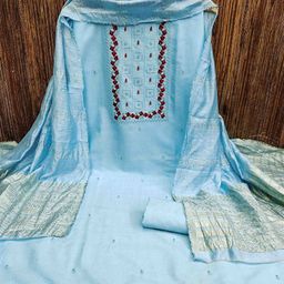 MANVAA Floral Embroidered Sequinned Pure Cotton Unstitched Dress Material-picture-19