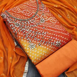 SHADOW & SAINING Ethnic Motifs Printed Zardozi Unstitched Dress Material-picture-15