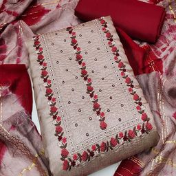 Lilots Ethnic Motifs Embroidered Sequinned Unstitched Dress Material-picture-8