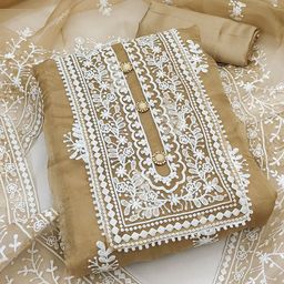 MANVAA Embroidered Organza Unstitched Dress Material-image-21