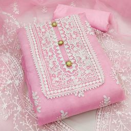 MANVAA Embroidered Organza Unstitched Dress Material-image-74