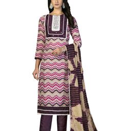 MANVAA Chevron Printed Mirror Work Pure Cotton Unstitched Dress Material-picture-9