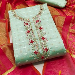 SHADOW & SAINING Woven Design Embellished Unstitched Dress Material-image-67