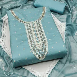 KALINI Geometric Woven Design Zari Pure Cotton Unstitched Dress Material-image-14