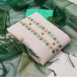 KALINI White & Green Embroidered Unstitched Dress Material-picture-16