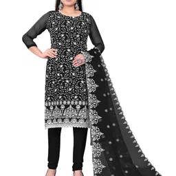 MANVAA Floral Embroidered Organza Unstitched Dress Material-image-68