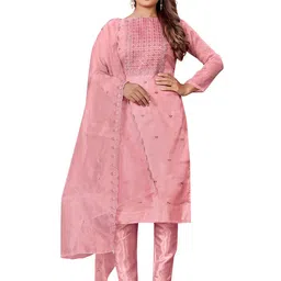 KALINI Floral Embroidered Sequinned Unstitched Dress Material-image-40