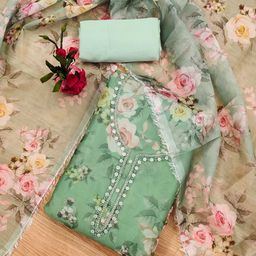 Panzora Printed Organza Unstitched Dress Material-image-32