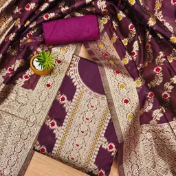 KALINI Floral Woven Design Unstitched Dress Material-picture-14