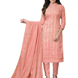 MANVAA Peach-Coloured Unstitched Dress Material-0