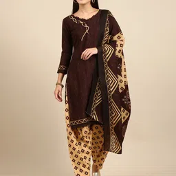 KALINI Geometric Printed Unstitched Dress Material-image-16