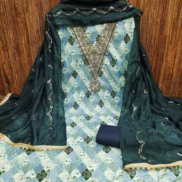 KALINI Ethnic Motifs Printed Beads and Stones Unstitched Dress Material-image-60