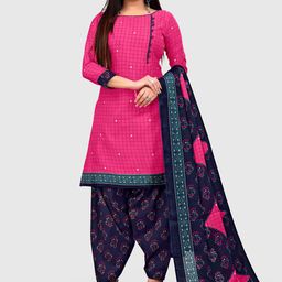KALINI Geometric Printed Cotton Unstitched Dress Material-image-25