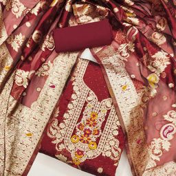 Panzora Organza Unstitched Dress Material-image-45