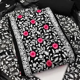 KALINI Ethnic Motifs Embroidered Thread Work Detailed Unstitched Dress Material-image-65