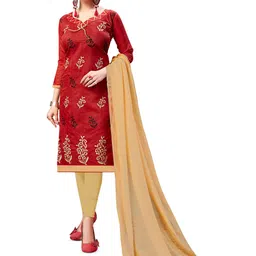 MANVAA Ethnic Motifs Embroidered Unstitched Dress Material-53