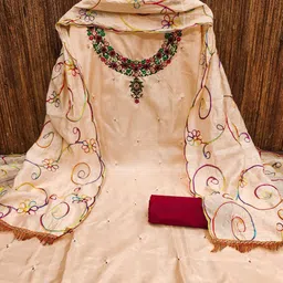 KALINI Ethnic Motifs Embroidered Sequinned Detail Unstitched Dress Material-image-43