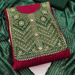 MANVAA Ethnic Motifs Embroidered Sequined Unstitched Dress Material-image-25