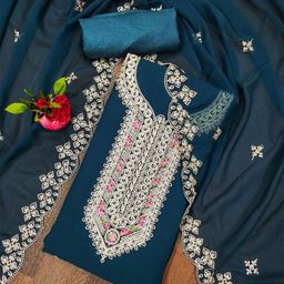 LeeliPeeri Designer Ethnic Motifs Embroidered Sequinned  Unstitched Dress Material-image-65