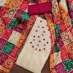 LeeliPeeri Designer Ethnic Motifs Embroidered Unstitched Dress Material-image-12