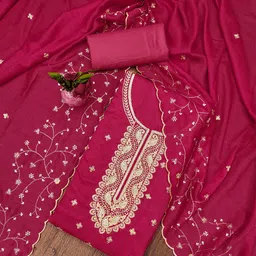 LeeliPeeri Designer Ethnic Motifs Embroidered Sequinned Unstitched Dress Material-image-99