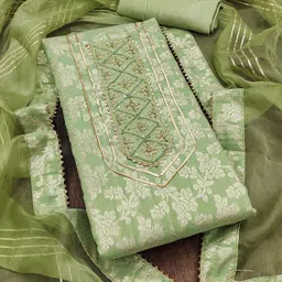 KALINI Floral Woven Design Jacquard Silk Unstitched Dress Material-picture-27