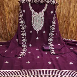 KALINI Embroidered Silk Georgette Unstitched Dress Material-image-88