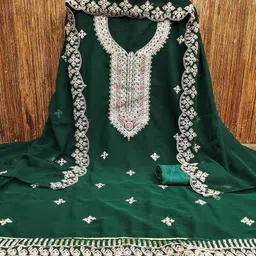 KALINI Embroidered Silk Georgette Unstitched Dress Material-image-64