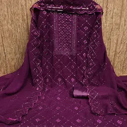 KALINI Embroidered Silk Georgette Unstitched Dress Material-image-92