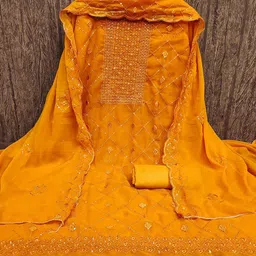 KALINI Embroidered Silk Georgette Unstitched Dress Material-image-90
