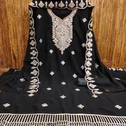 KALINI Embroidered Silk Georgette Unstitched Dress Material-image-81
