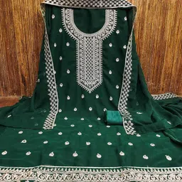 KALINI Embroidered Silk Georgette Unstitched Dress Material-image-69