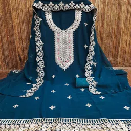 KALINI Embroidered Silk Georgette Unstitched Dress Material-image-73