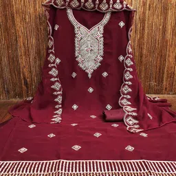 KALINI Embroidered Silk Georgette Unstitched Dress Material-image-71