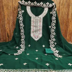 KALINI Embroidered Silk Georgette Unstitched Dress Material-image-82