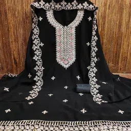 KALINI Embroidered Silk Georgette Unstitched Dress Material-image-70