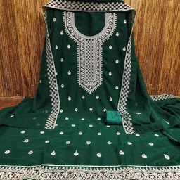 KALINI Embroidered Silk Georgette Unstitched Dress Material-image-77
