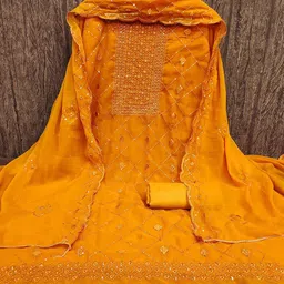 KALINI Embroidered Silk Georgette Unstitched Dress Material-image-91