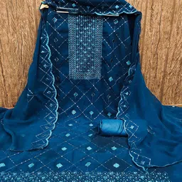 KALINI Embroidered Silk Georgette Unstitched Dress Material-image-96