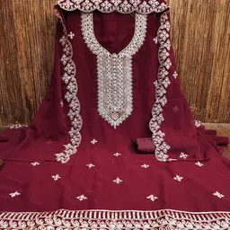 KALINI Embroidered Silk Georgette Unstitched Dress Material-image-84