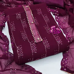 KALINI Embroidered Silk Georgette Unstitched Dress Material-image-74