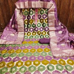 KALINI Ethnic Motifs Woven Design Organza Unstitched Dress Material-image-90