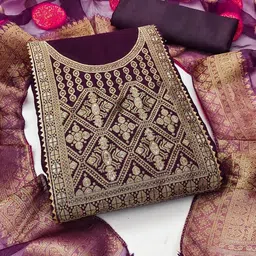 KALINI Embellished Zari Detailed Art Silk Unstitched Dress Material-image-17