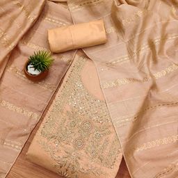 KALINI Ethnic Motifs Woven Design Sequinned Jacquard Pure Modal Unstitched Dress Material-picture-0