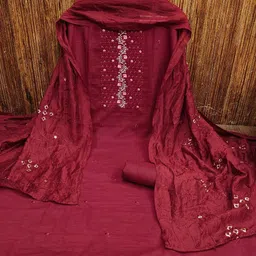 KALINI Floral Embroidered Sequinned Unstitched Dress Material-image-55