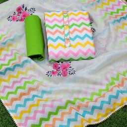 MANVAA Chevron Printed Gotta Patti Pure Cotton Unstitched Dress Material-picture-42