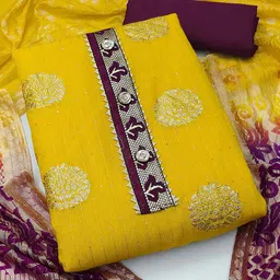 MANVAA Ethnic Motifs Woven Design Unstitched Dress Material-image-80