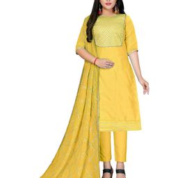 MANVAA Geometric Yoke Designed Gotta Patti Modal Cotton Unstitched Dress Material-picture-5