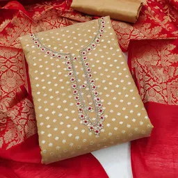 KALINI Embroidered Beads & Stones  Banarasi Jacquard Unstitched Dress Material-image-74