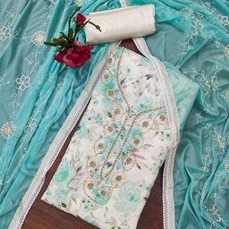 KALINI Embellished Pure Cotton Unstitched Dress Material-picture-38